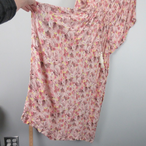 Anthropologie Rujuta Sheth Pink Floral V Neck Kaftan Maxi Dress O/S Beach Cover - Picture 10 of 14